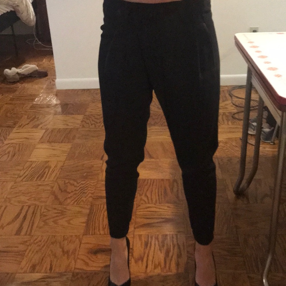 Vince asymmetrical crepe pants with leather pocket